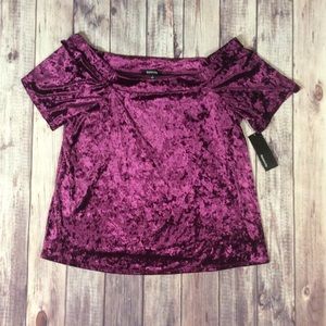 Relativity Winter Glamour Velvet Off-Shoulder Top L